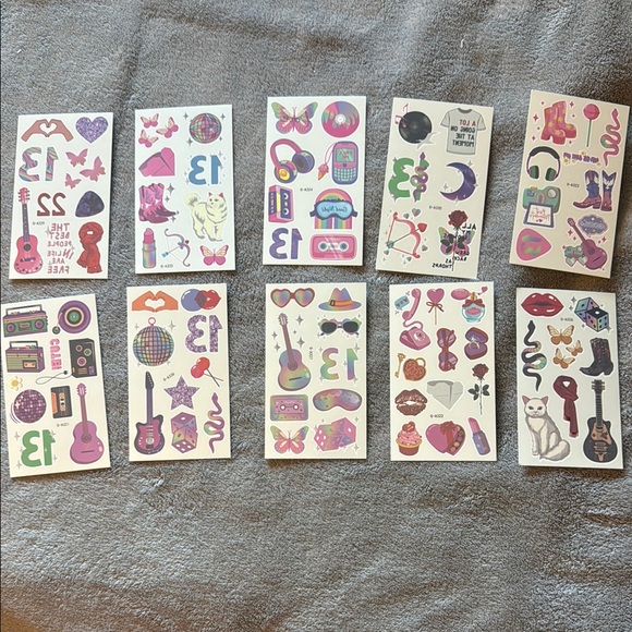 Swiftie Temporary Tattoos 13 Cat Guitar Taylor Swift Archer Reputation Scarf - Picture 1 of 6